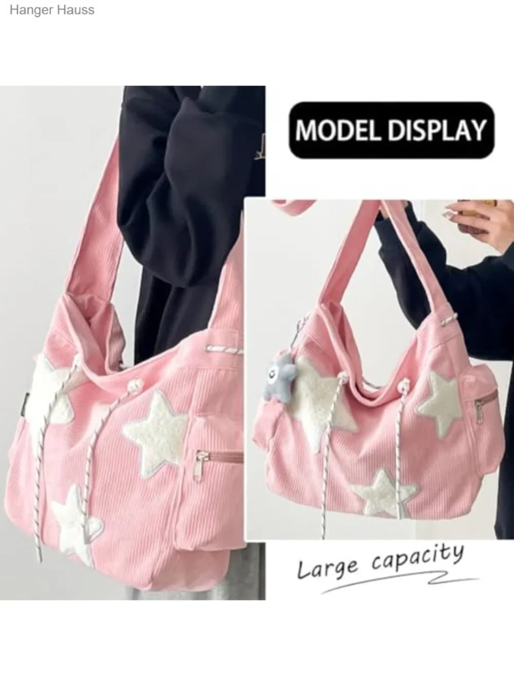 Corduroy Tote Bag Aesthetic Messenger Crossbody Shoulder Bag Y2K Hobo